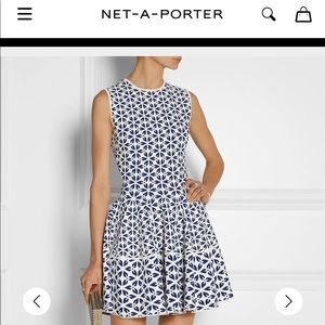 Alexander McQueen Blue Jacquard Knit Mini Dress